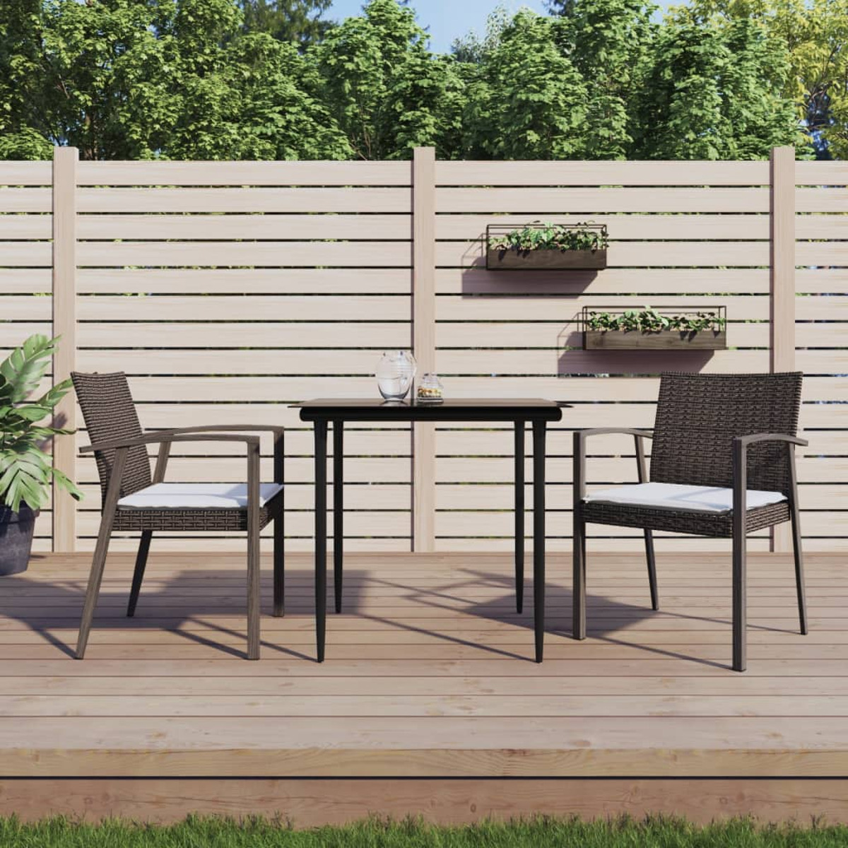 und Stuhlset, Gartentisch- 3186969 Schwarz VIDAXL