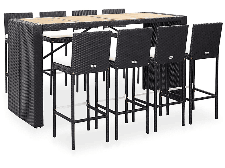 VIDAXL 49566 Gartentisch- und Stuhlset, Schwarz