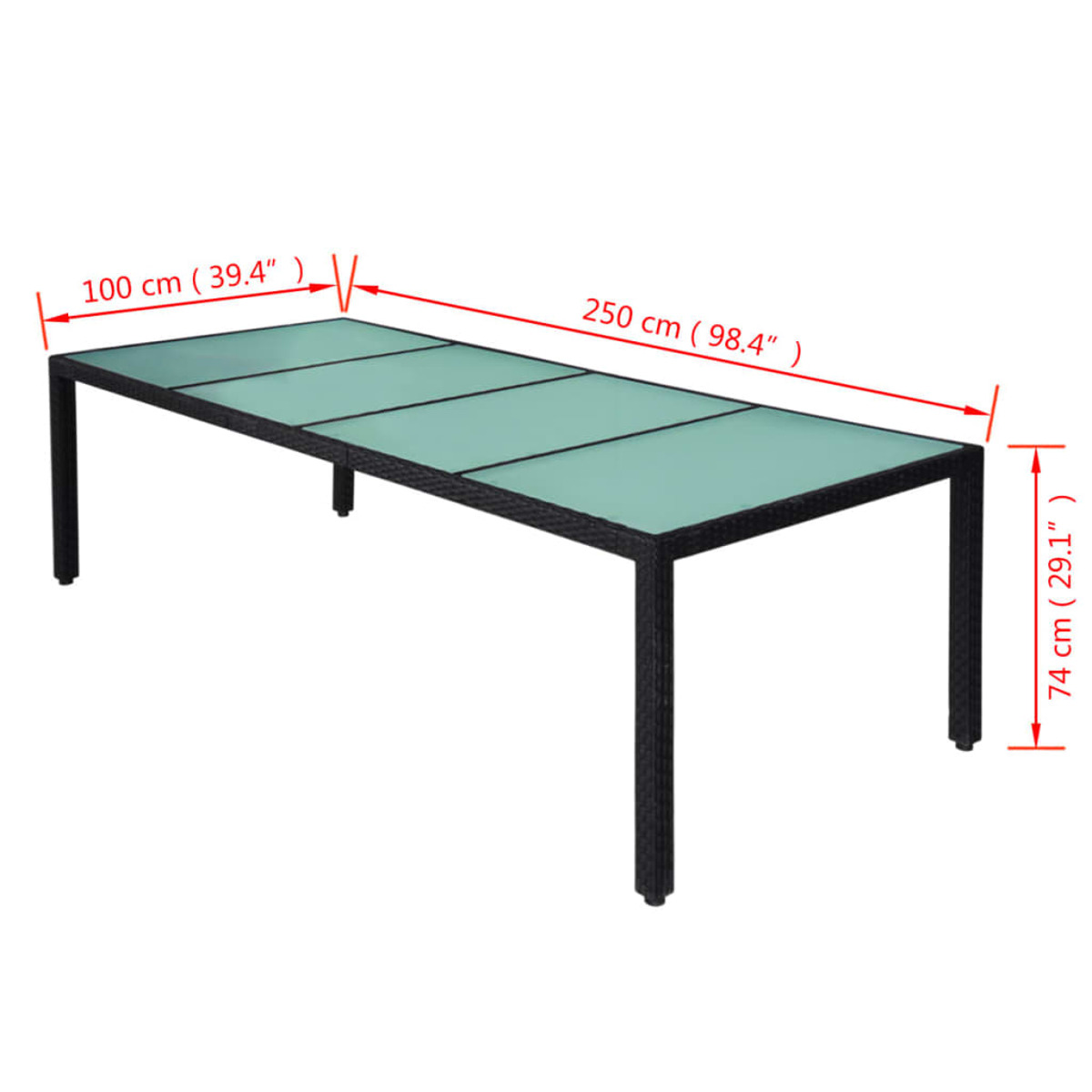 VIDAXL 42570 und Stuhlset, Gartentisch- Schwarz