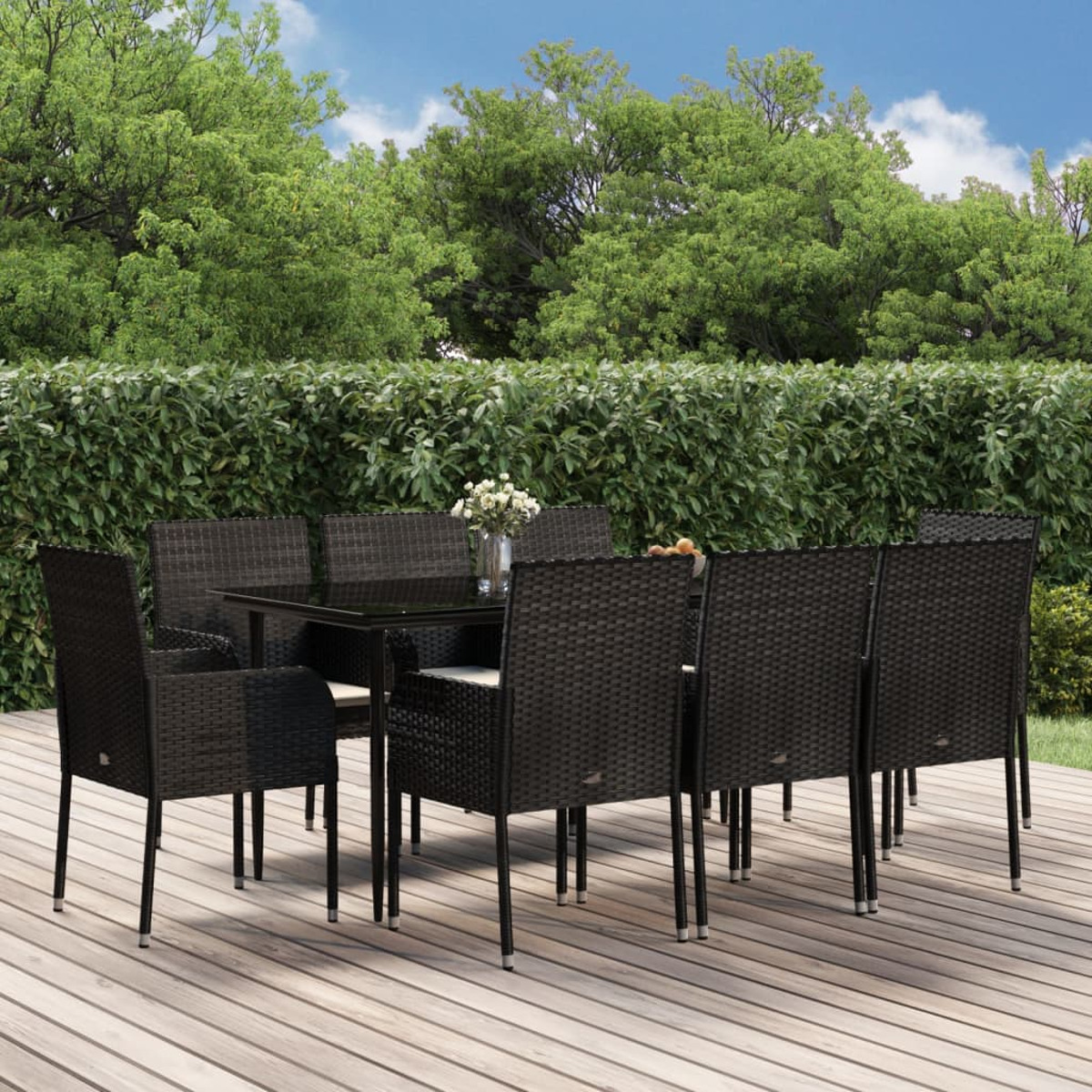 VIDAXL 3185146 Gartentisch- und Stuhlset, Schwarz