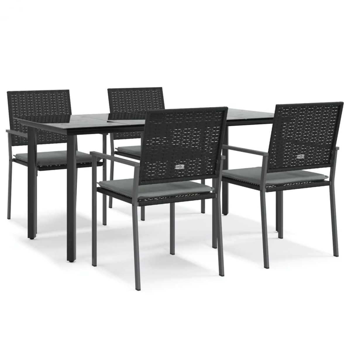 Schwarz Gartentisch- Stuhlset, und VIDAXL 3187025