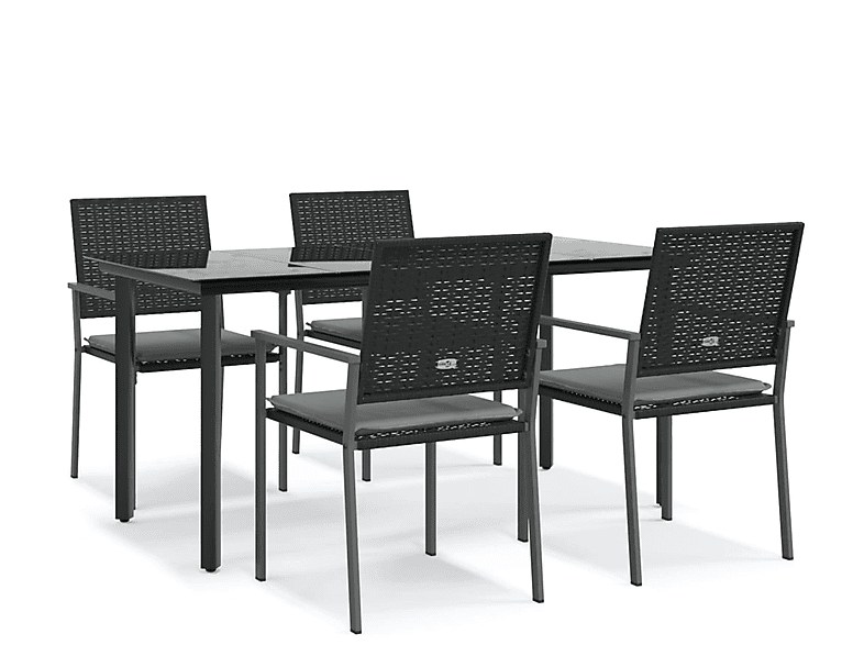 Schwarz Gartentisch- Stuhlset, und VIDAXL 3187025