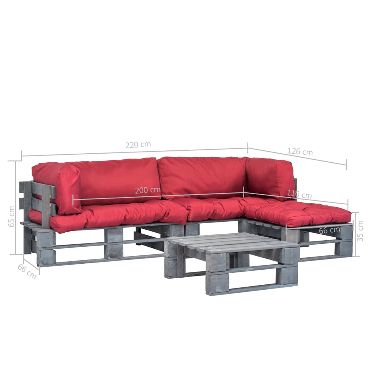 VIDAXL Gartentisch- Rot Stuhlset, und 275313