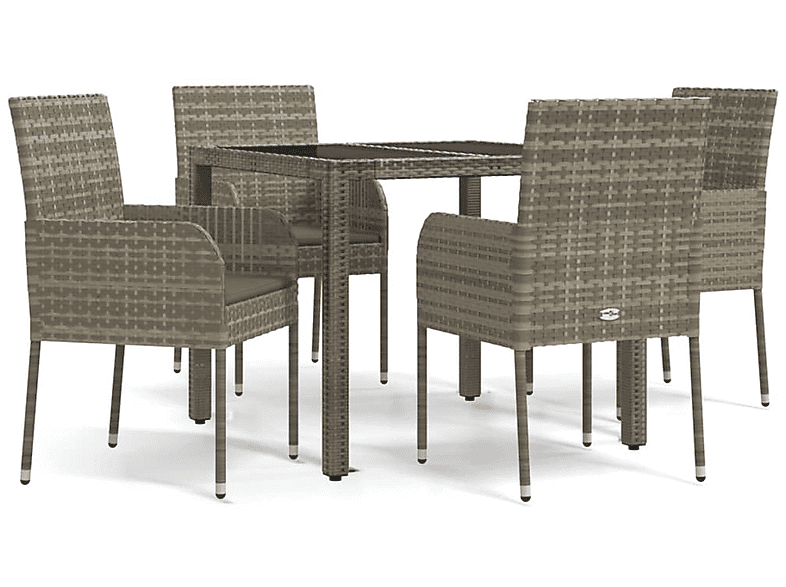 VIDAXL 3185006 Gartentisch- und Stuhlset, Grau | Gartenmöbel Sets