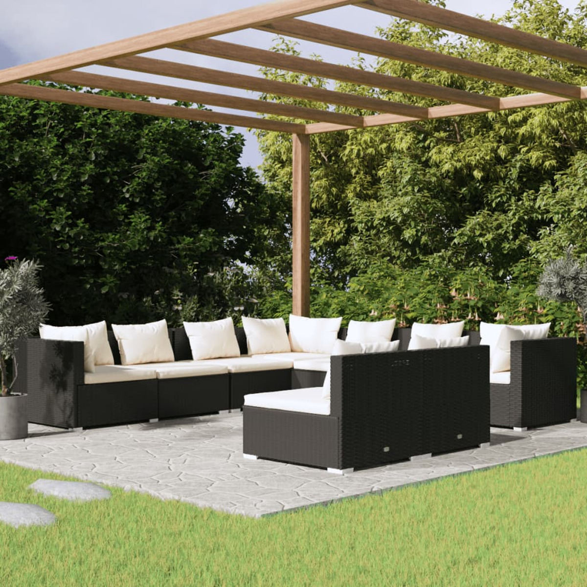 VIDAXL 3102415 Gartentisch- und Stuhlset, Schwarz