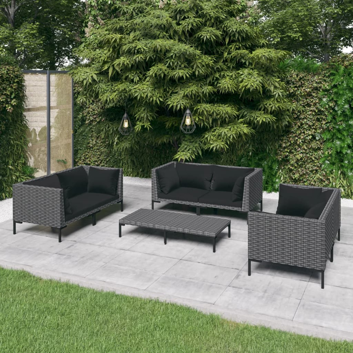 VIDAXL 3099831 Gartentisch- und Schwarz Stuhlset