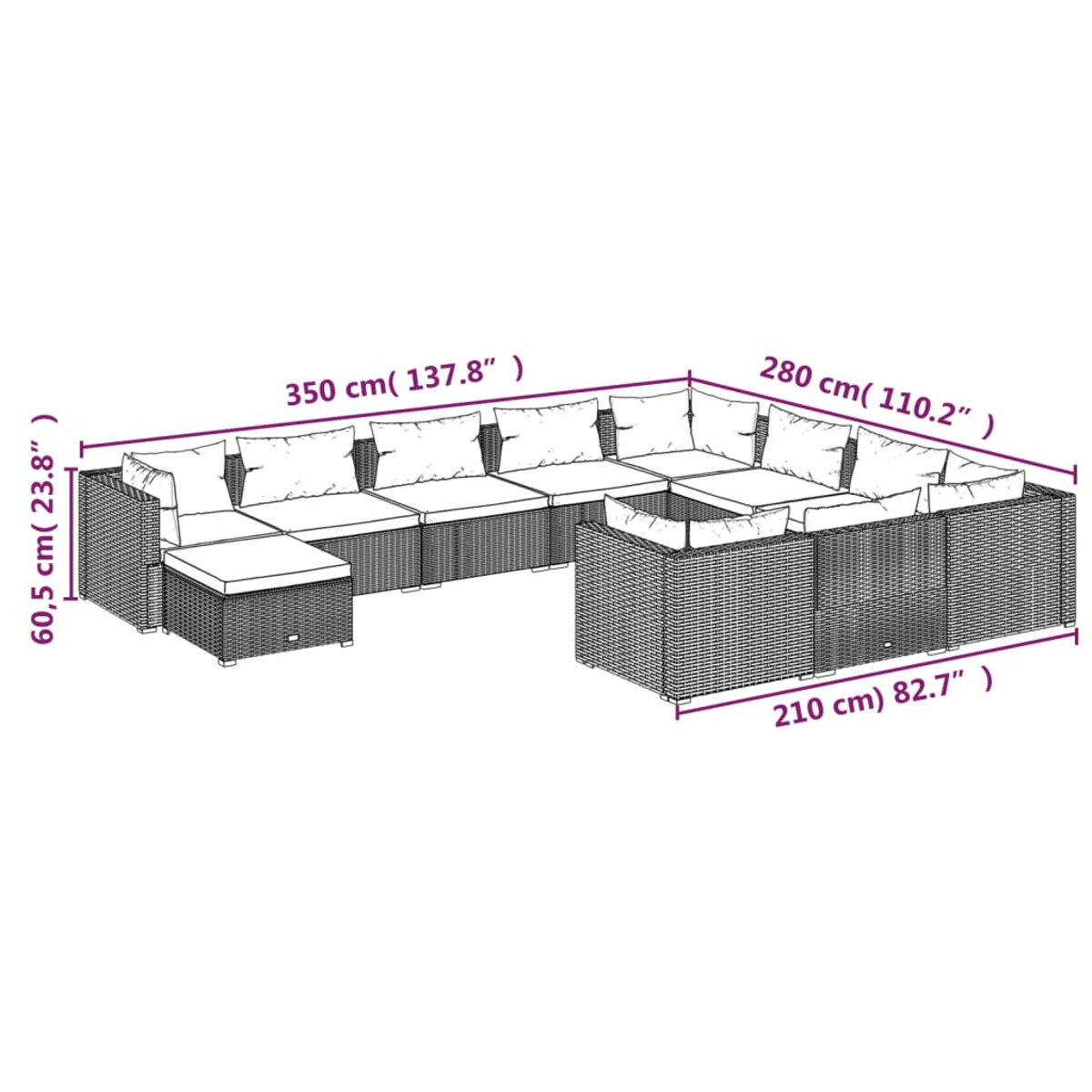 VIDAXL 3102697 Gartentisch- Stuhlset, Schwarz und