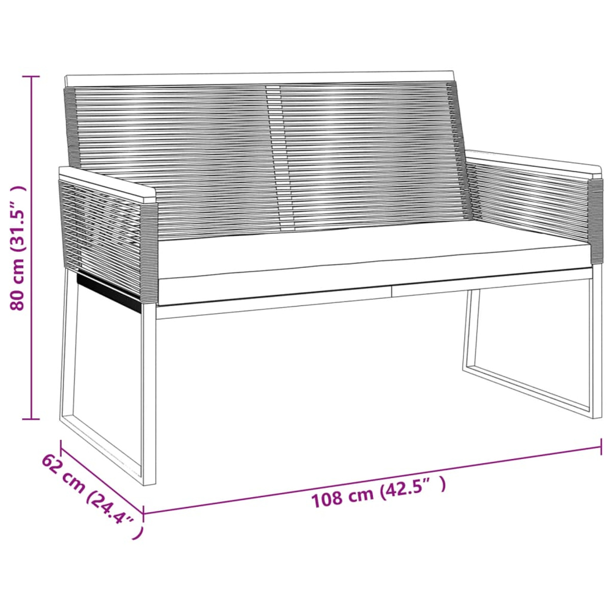Gartentisch- Schwarz Stuhlset, 360092 VIDAXL und