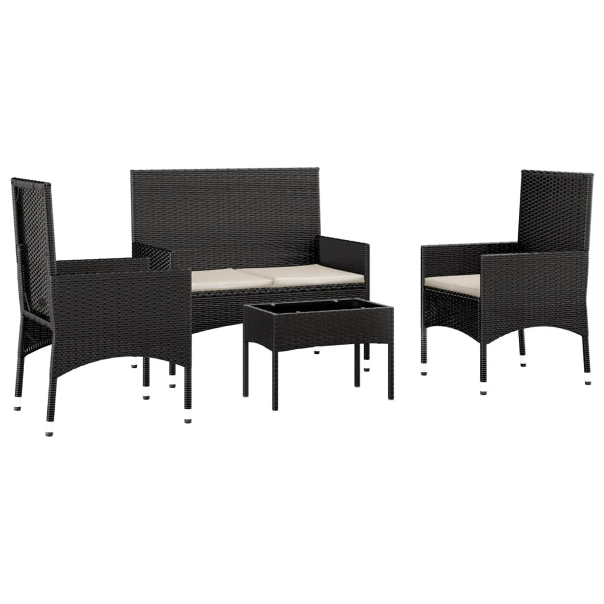 Schwarz Gartentisch- Stuhlset, VIDAXL 319496 und