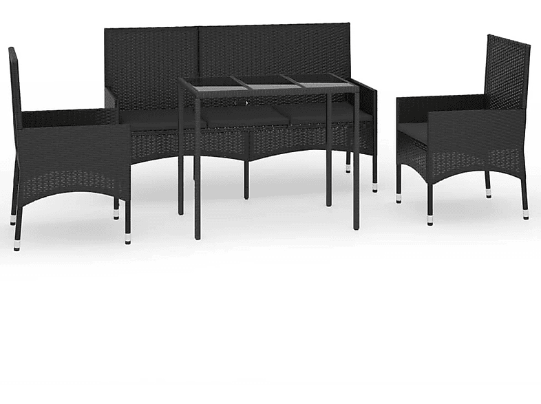 VIDAXL 319506 Gartentisch- und Stuhlset, Schwarz