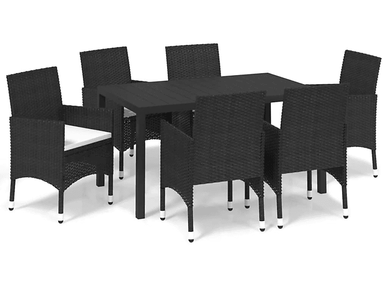und Gartentisch- Stuhlset, VIDAXL Schwarz 3095012