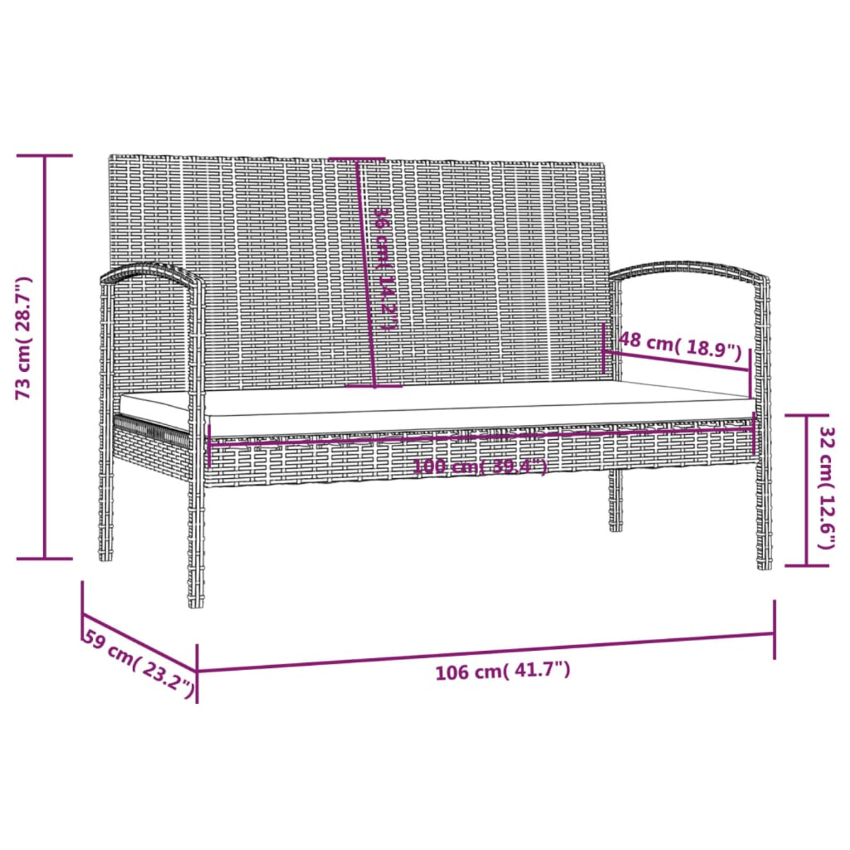 VIDAXL und Stuhlset, Gartentisch- 3095964 Schwarz