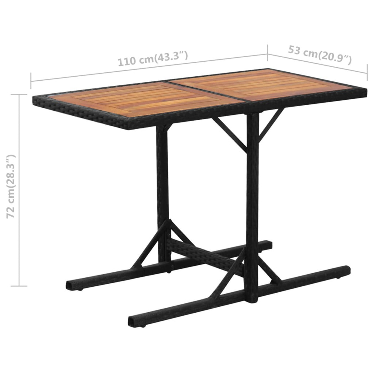 42542 Gartentisch- und Schwarz Stuhlset, VIDAXL