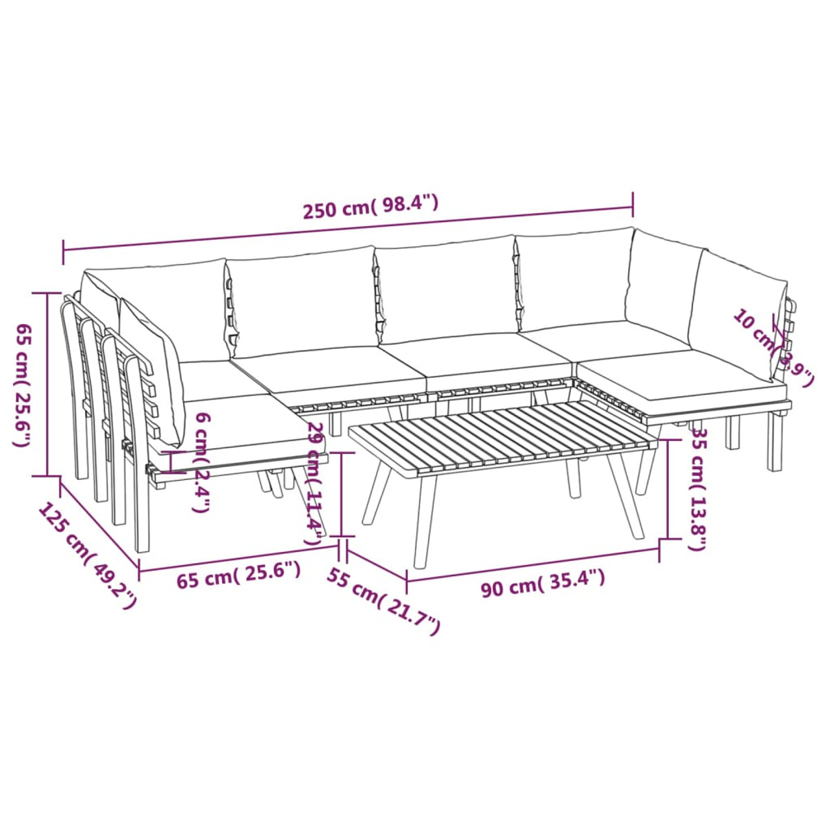 Stuhlset, 3087024 und Gartentisch- VIDAXL Braun