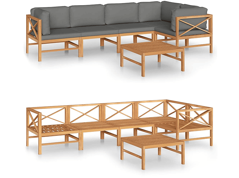 3087245 Stuhlset, Grau Gartentisch- und VIDAXL