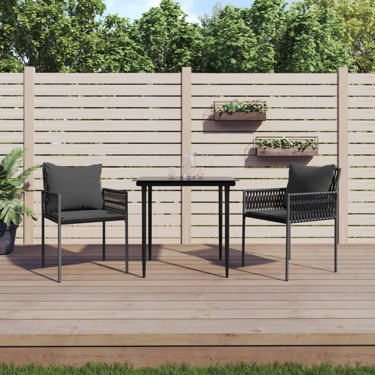 VIDAXL 3187051 Gartentisch- und Stuhlset, Schwarz