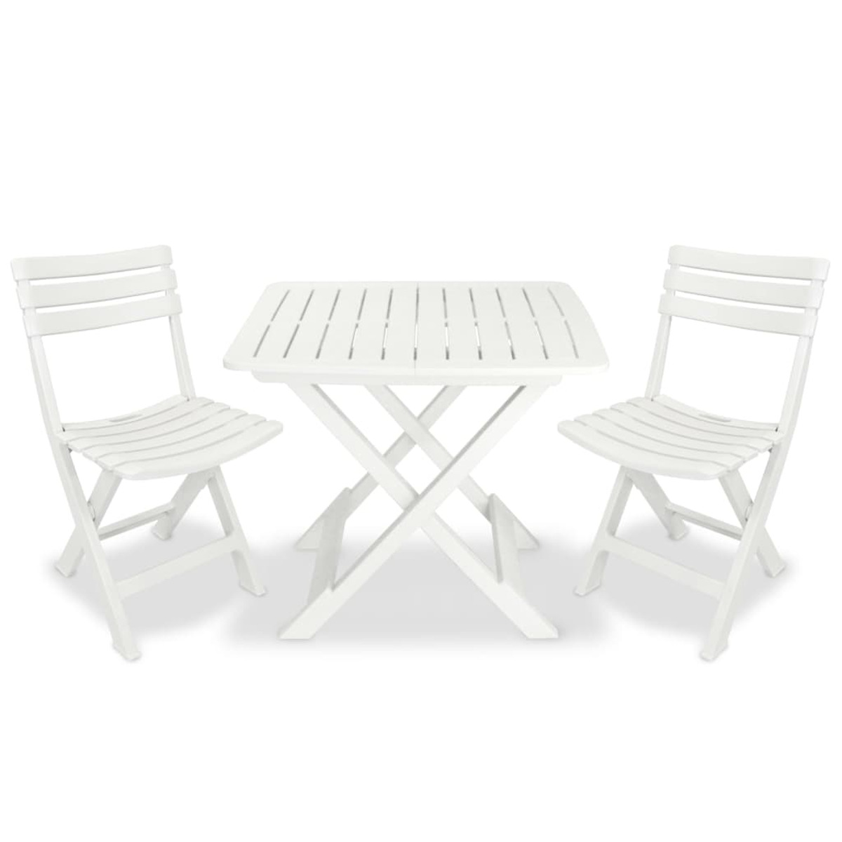 Gartentisch- Stuhlset, Weiß VIDAXL und 43581