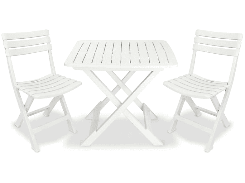 Gartentisch- Stuhlset, Weiß VIDAXL und 43581