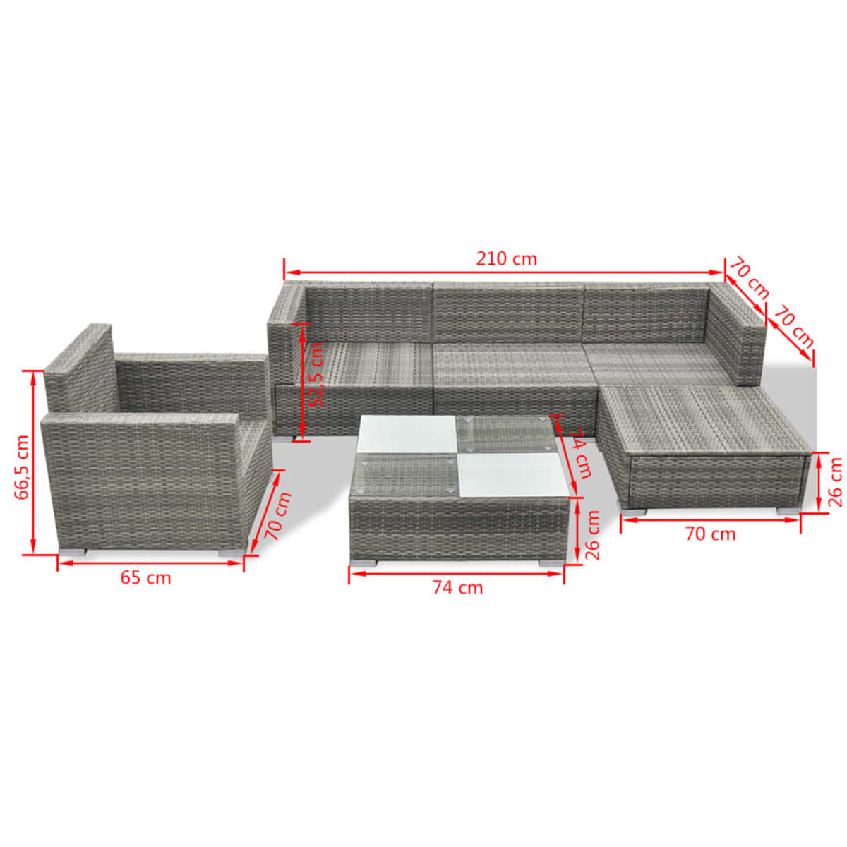 VIDAXL 41879 Gartentisch- und Stuhlset, Grau