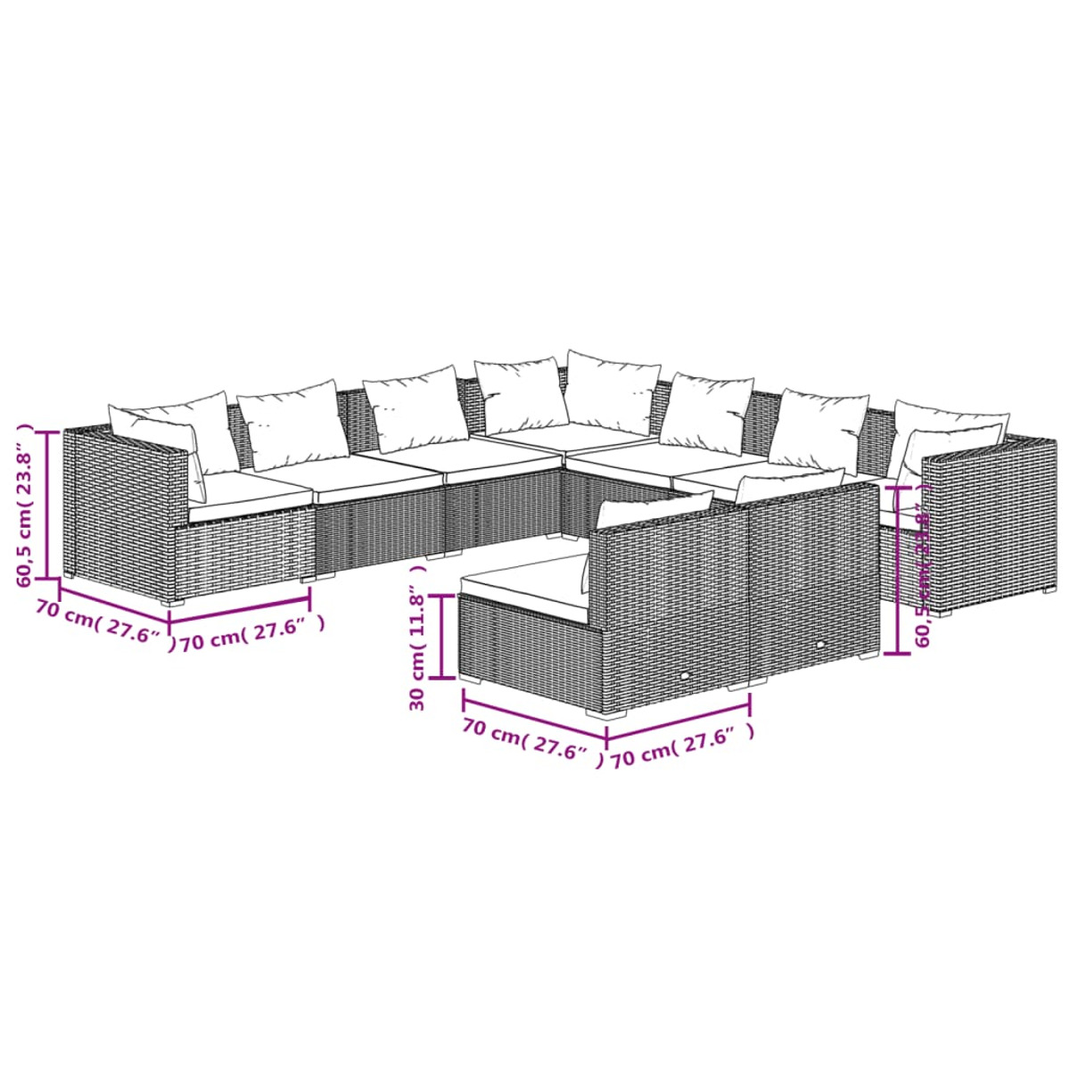 VIDAXL 3102420 Gartentisch- und Stuhlset, Braun