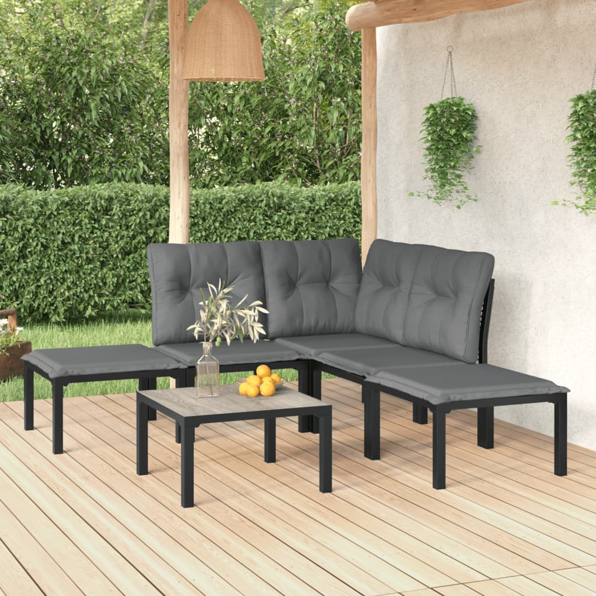 VIDAXL 3187756 Gartentisch- Stuhlset, Schwarz und