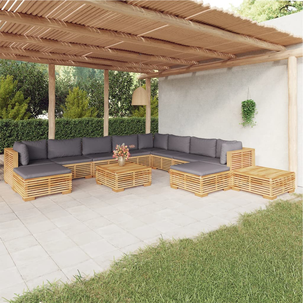 VIDAXL 3100888 Gartentisch- und Stuhlset, Grau