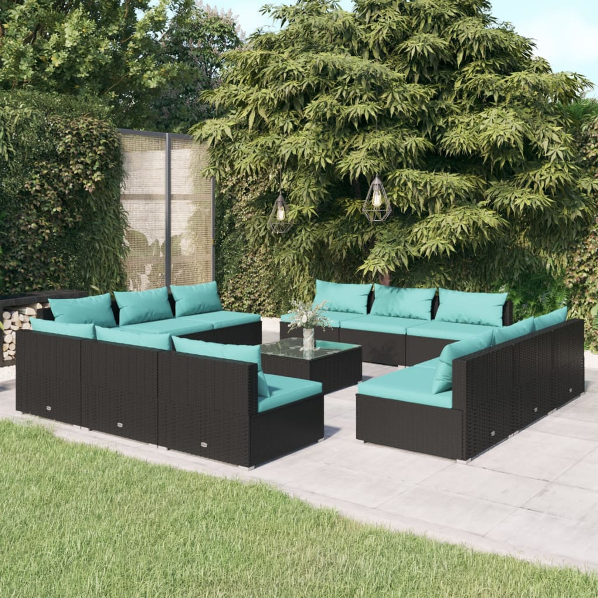 Schwarz Gartentisch- Stuhlset, und VIDAXL 3101577