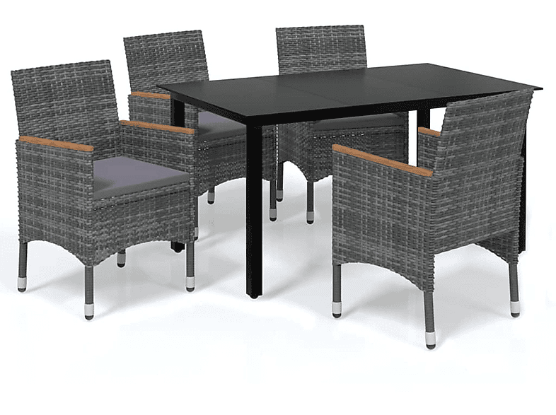 Gartentisch- Stuhlset, Schwarz VIDAXL 3095005 und