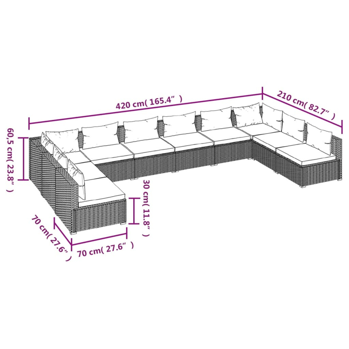 VIDAXL 3101919 Gartentisch- und Stuhlset, Schwarz