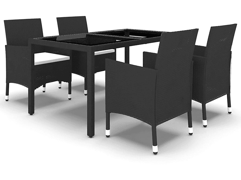 Schwarz Gartentisch- Stuhlset, VIDAXL 3058418 und