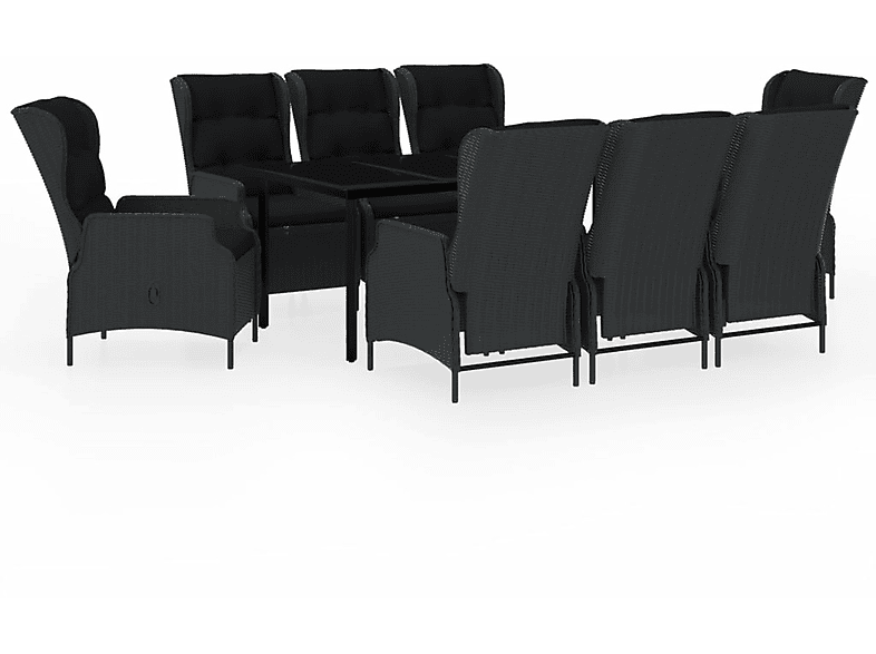 VIDAXL 3099642 Gartentisch- und Schwarz Stuhlset