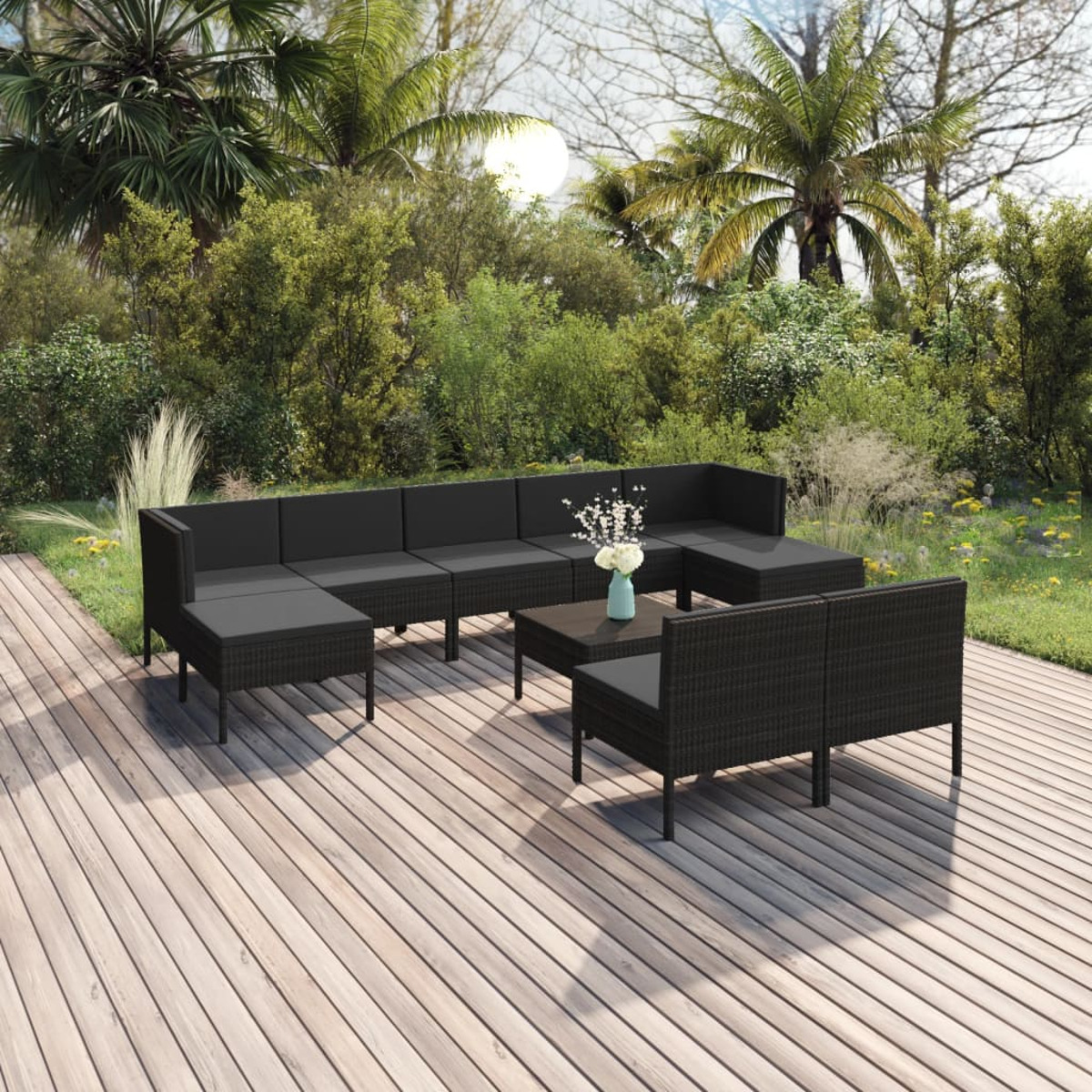 VIDAXL 3094553 Gartentisch- Schwarz und Stuhlset