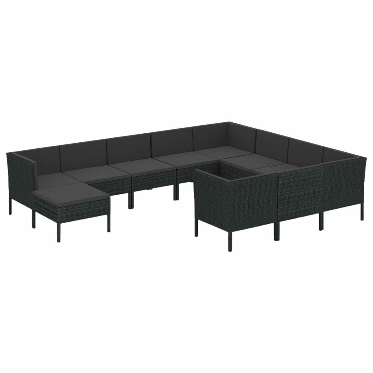 Stuhlset, 3094509 Schwarz und Gartentisch- VIDAXL