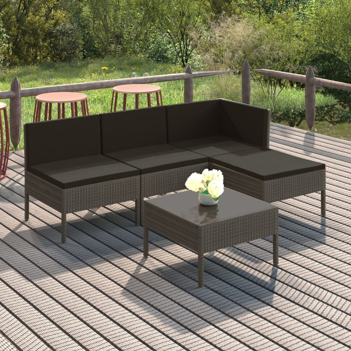 Grau 3094366 und Stuhlset, Gartentisch- VIDAXL