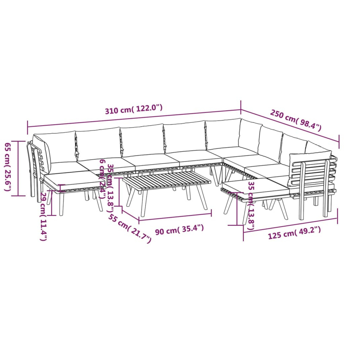 Braun Gartentisch- Stuhlset, VIDAXL und 3087019