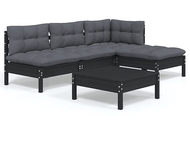 VIDAXL 3096308 Gartentisch- und Stuhlset, Schwarz