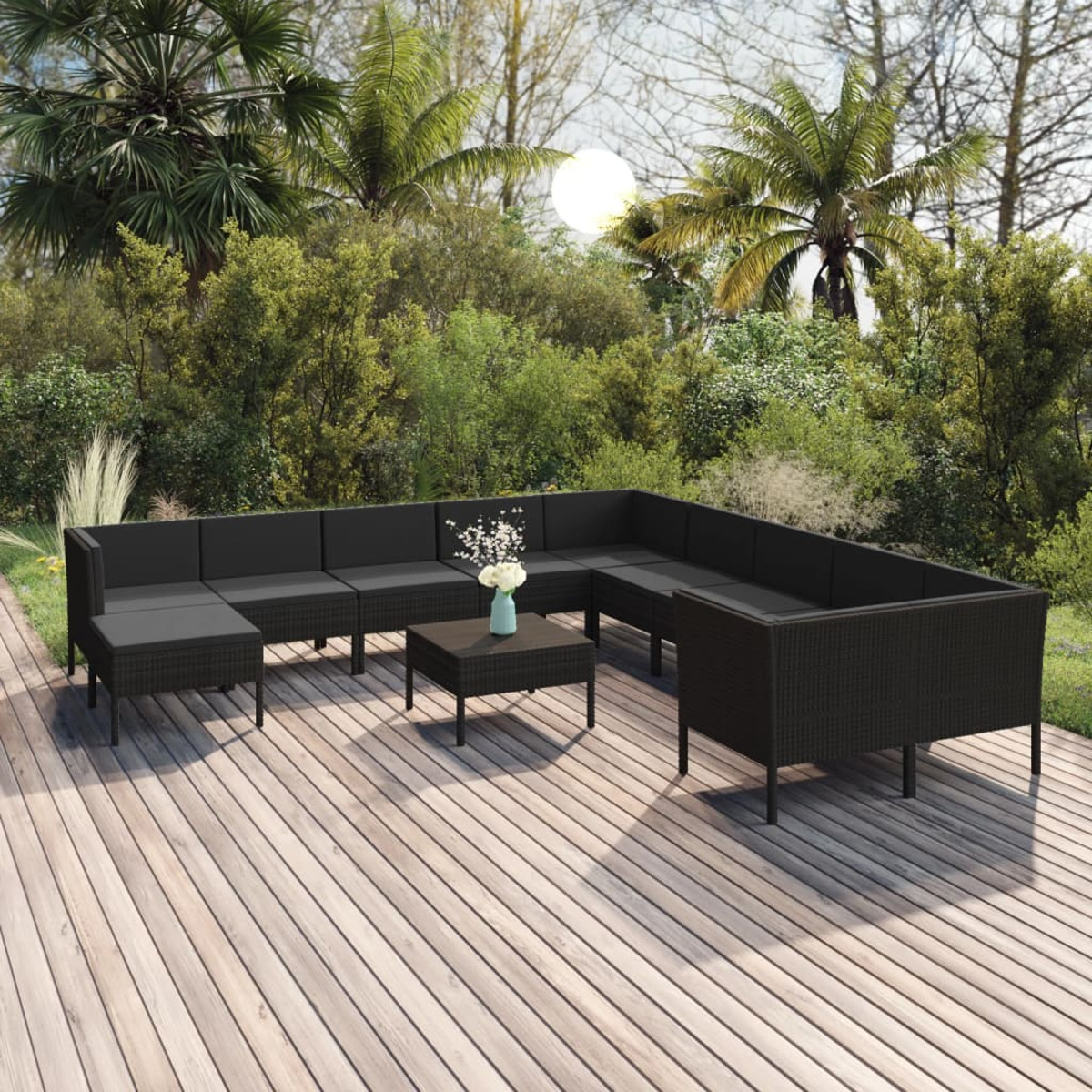 VIDAXL 3094521 Gartentisch- und Stuhlset, Schwarz