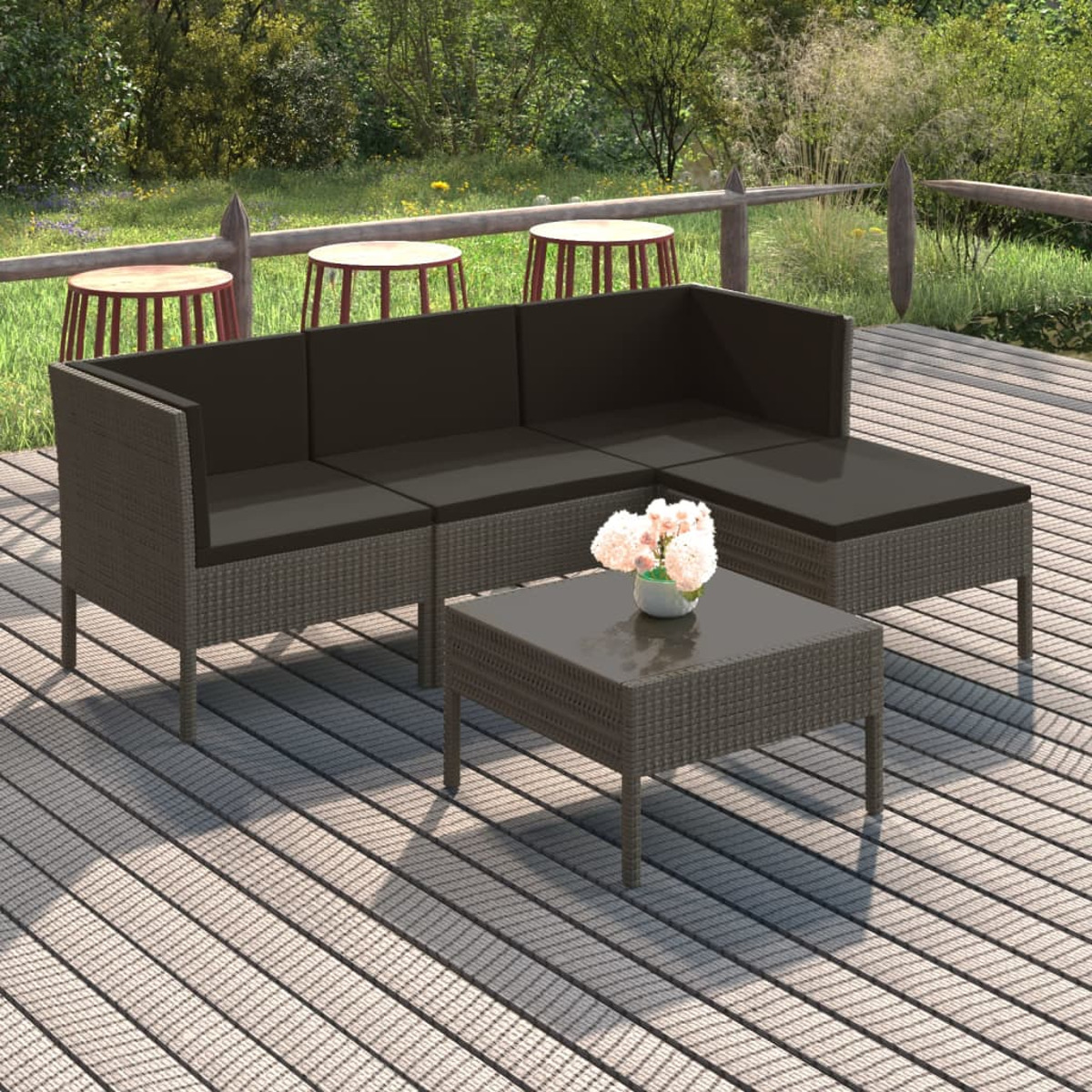 VIDAXL 3094378 Gartentisch- und Stuhlset, Grau