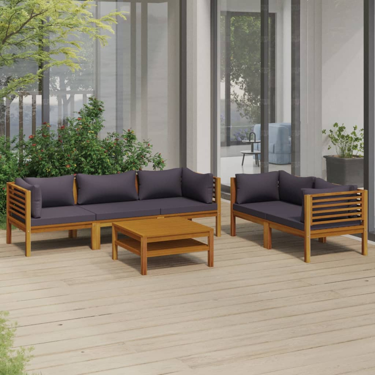 VIDAXL 3086903 Gartentisch- und Grau Stuhlset