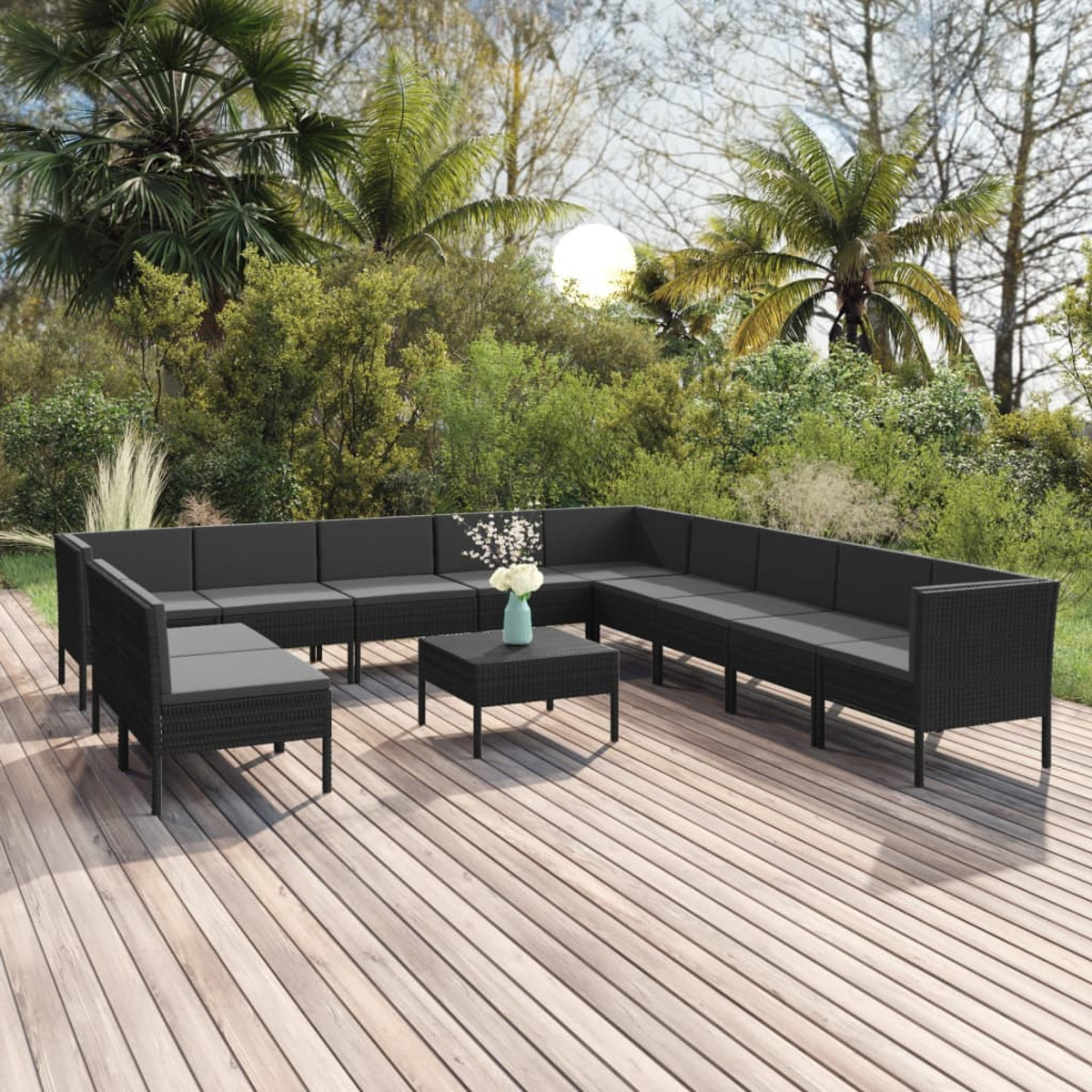 VIDAXL 3094477 Gartentisch- und Stuhlset, Schwarz