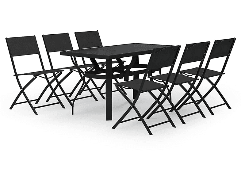 und Stuhlset, Schwarz 3102924 Gartentisch- VIDAXL