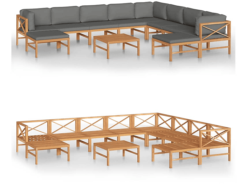 Stuhlset, VIDAXL 3087229 Grau Gartentisch- und