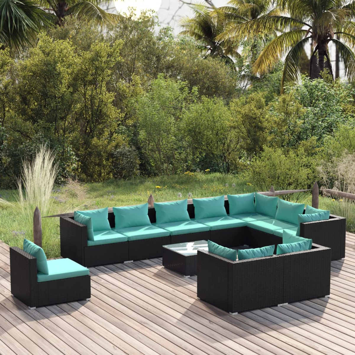 Gartentisch- VIDAXL 3102665 Schwarz und Stuhlset,