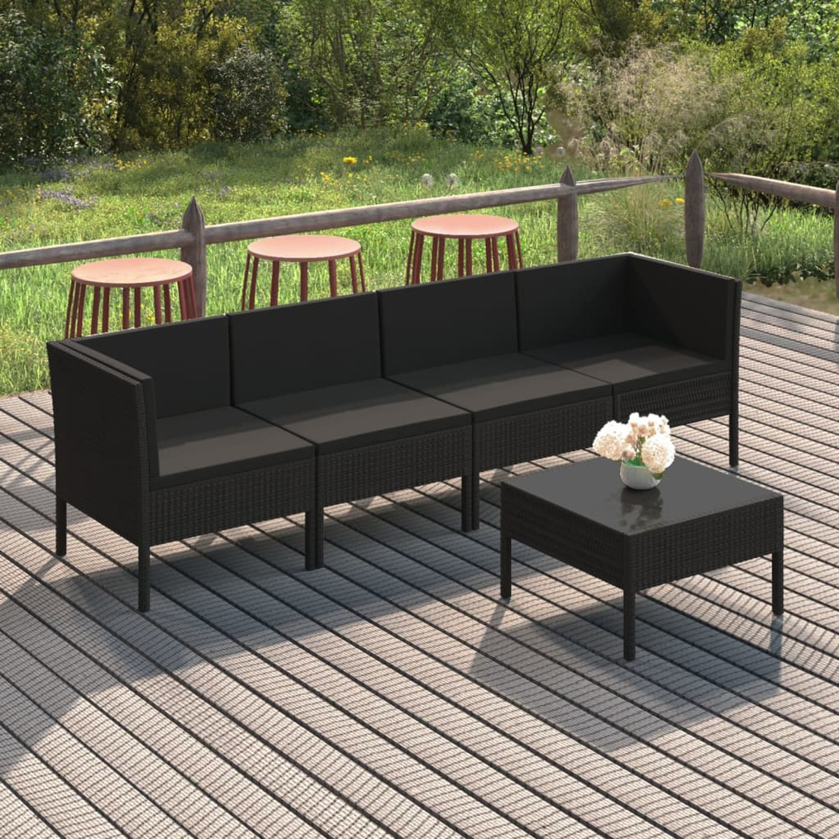 Stuhlset, 3094337 Schwarz und Gartentisch- VIDAXL