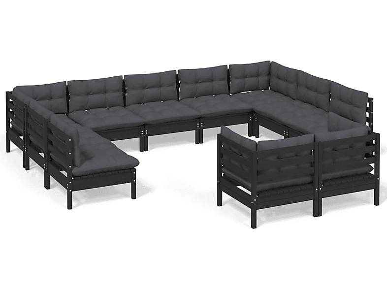 VIDAXL 3097263 Gartentisch- und Stuhlset, Schwarz