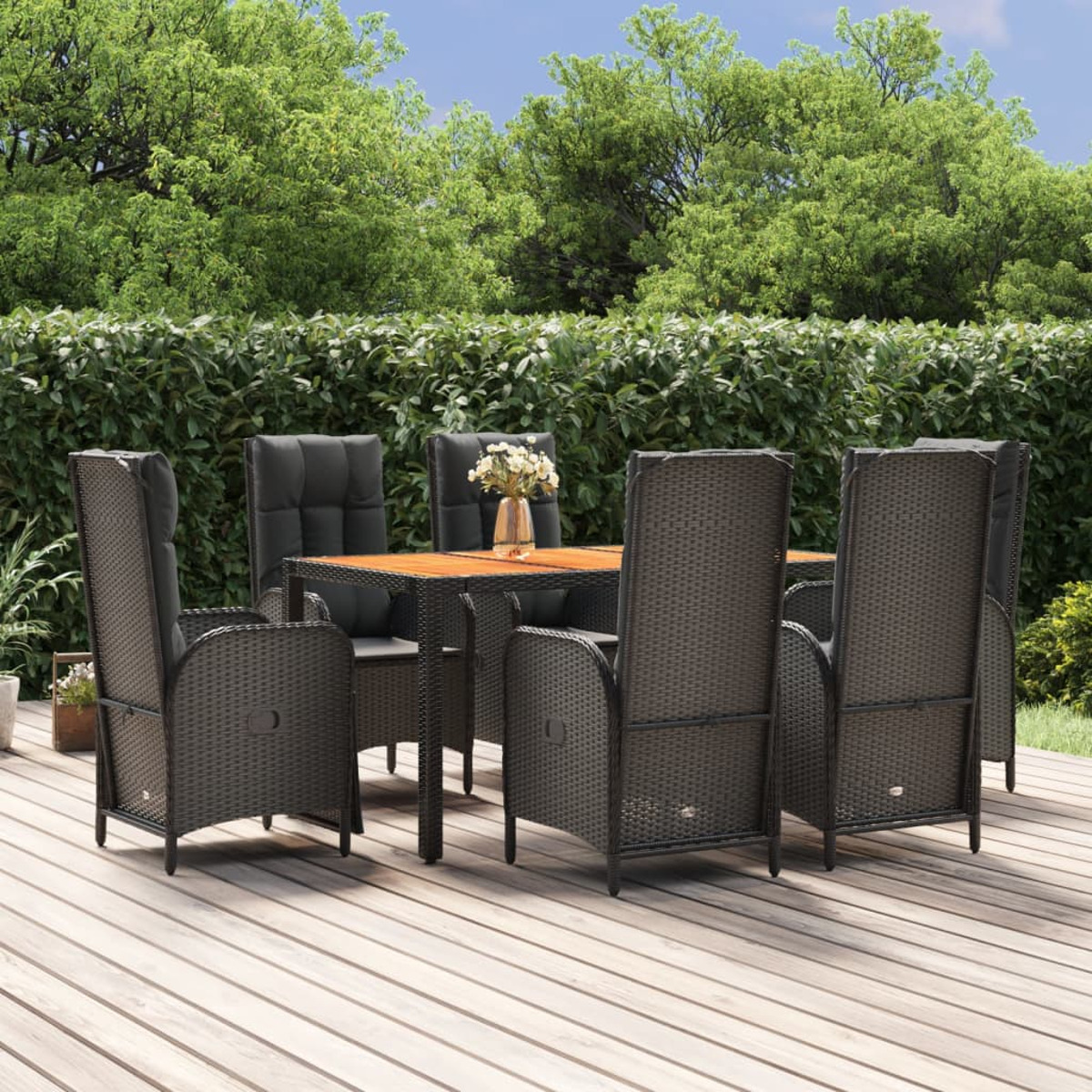 Gartentisch- 3185081 Schwarz VIDAXL und Stuhlset,