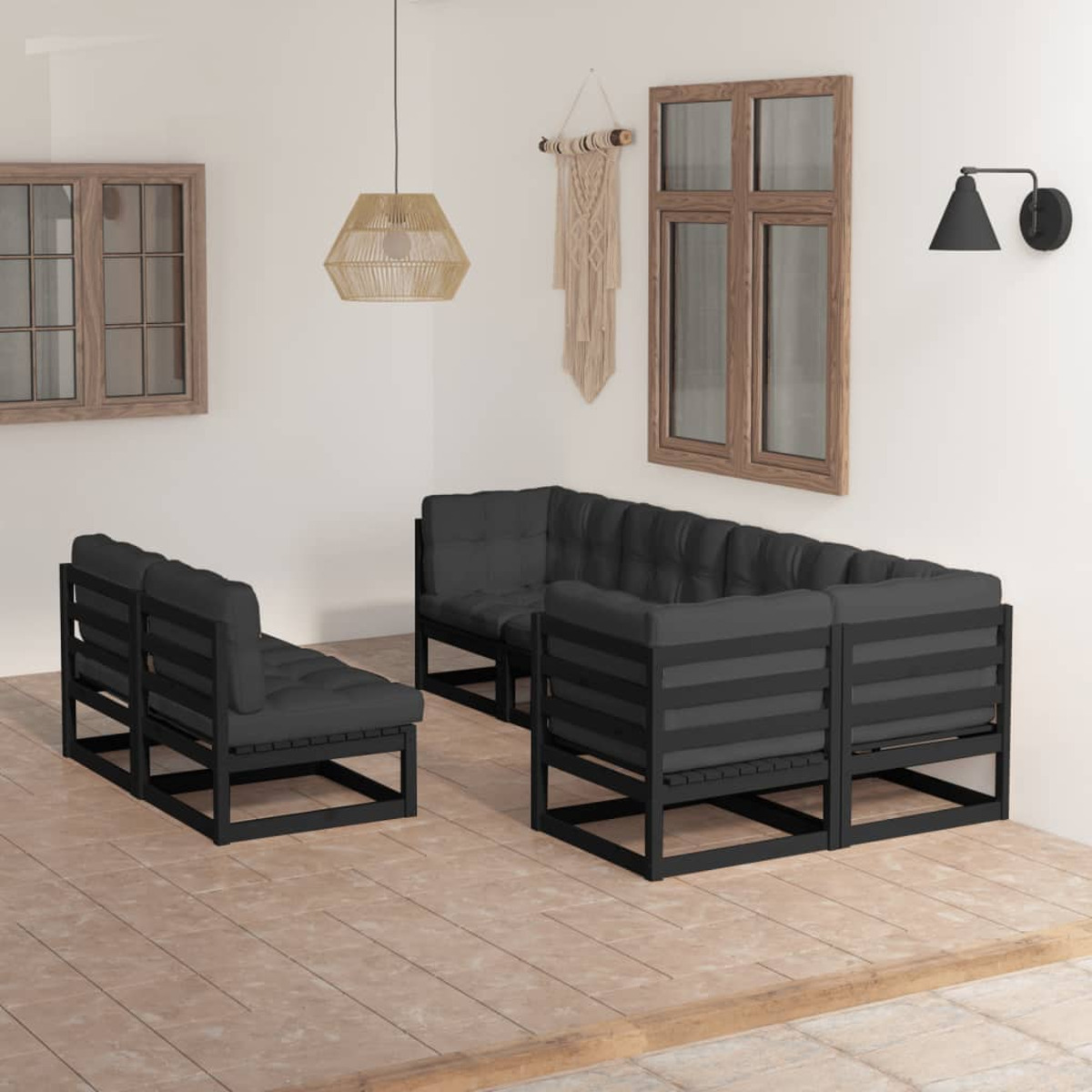 Schwarz Gartentisch- VIDAXL und 3076658 Stuhlset,