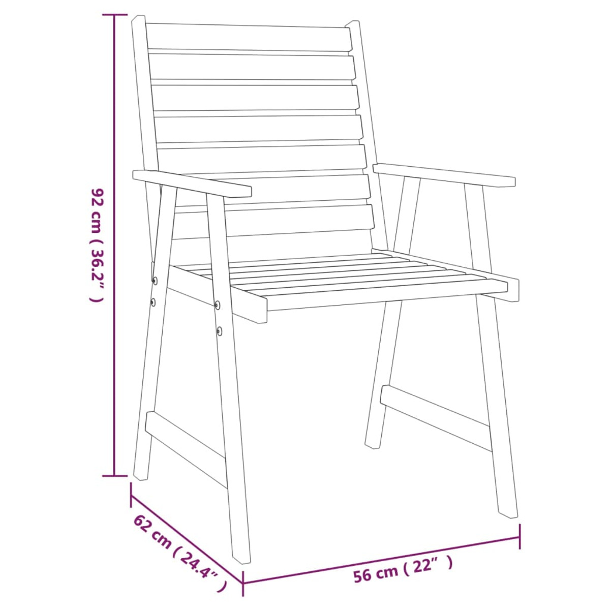 Gartentisch- und Stuhlset, Holzfarbe VIDAXL 3087136