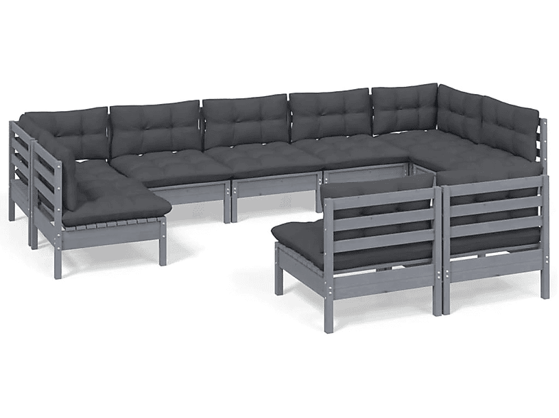 VIDAXL 3097201 Gartentisch- und Stuhlset, Grau | Gartenmöbel Sets