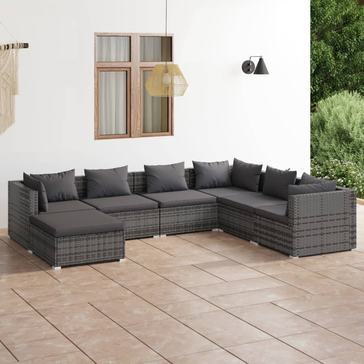 VIDAXL 3101837 Gartentisch- und Stuhlset, Grau